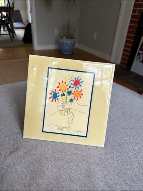Picasso Le Bouquet Ceramic Art Tile with Floral Illustration